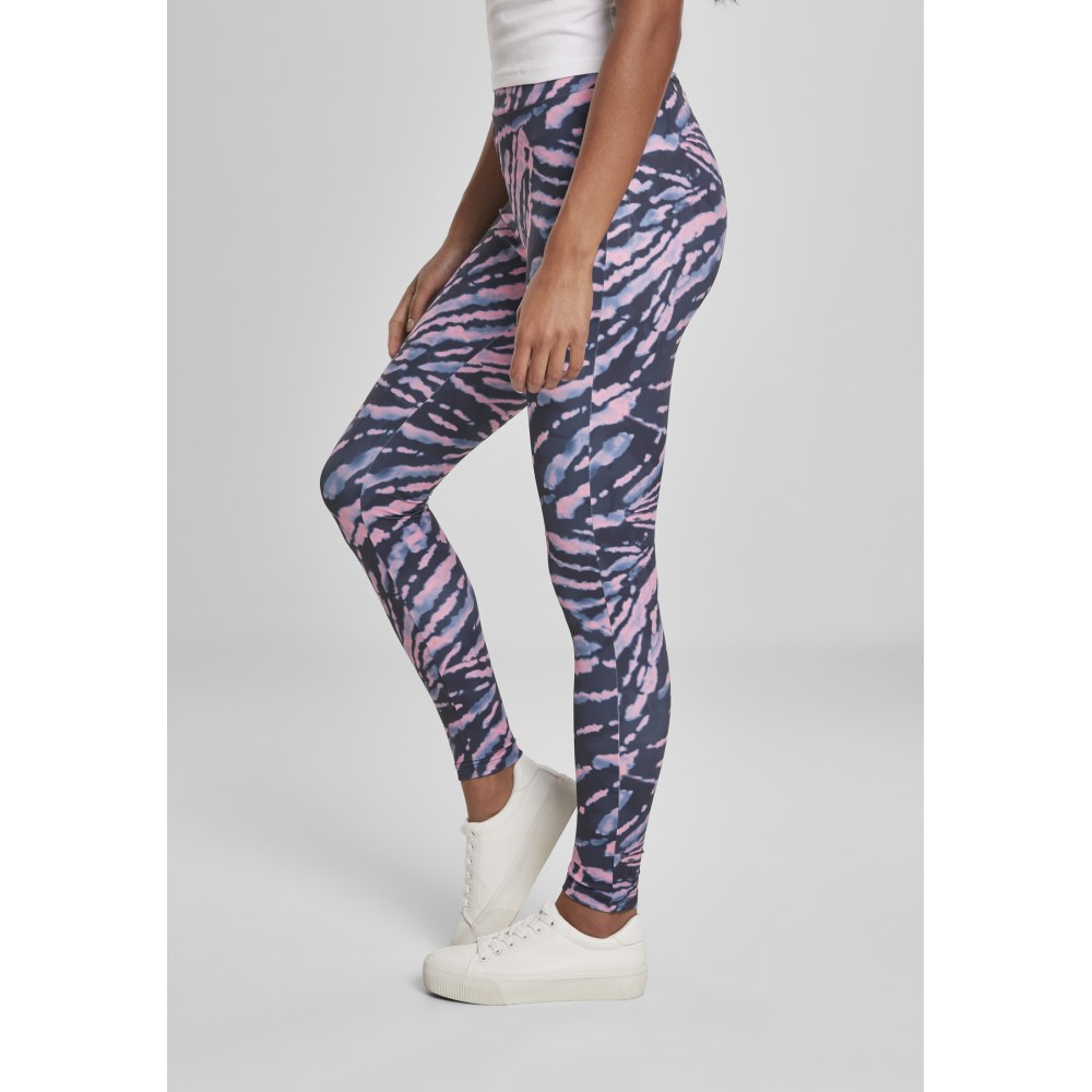 Urban Classics - High Waist Tie Dye Leggings - Bleu/Rose